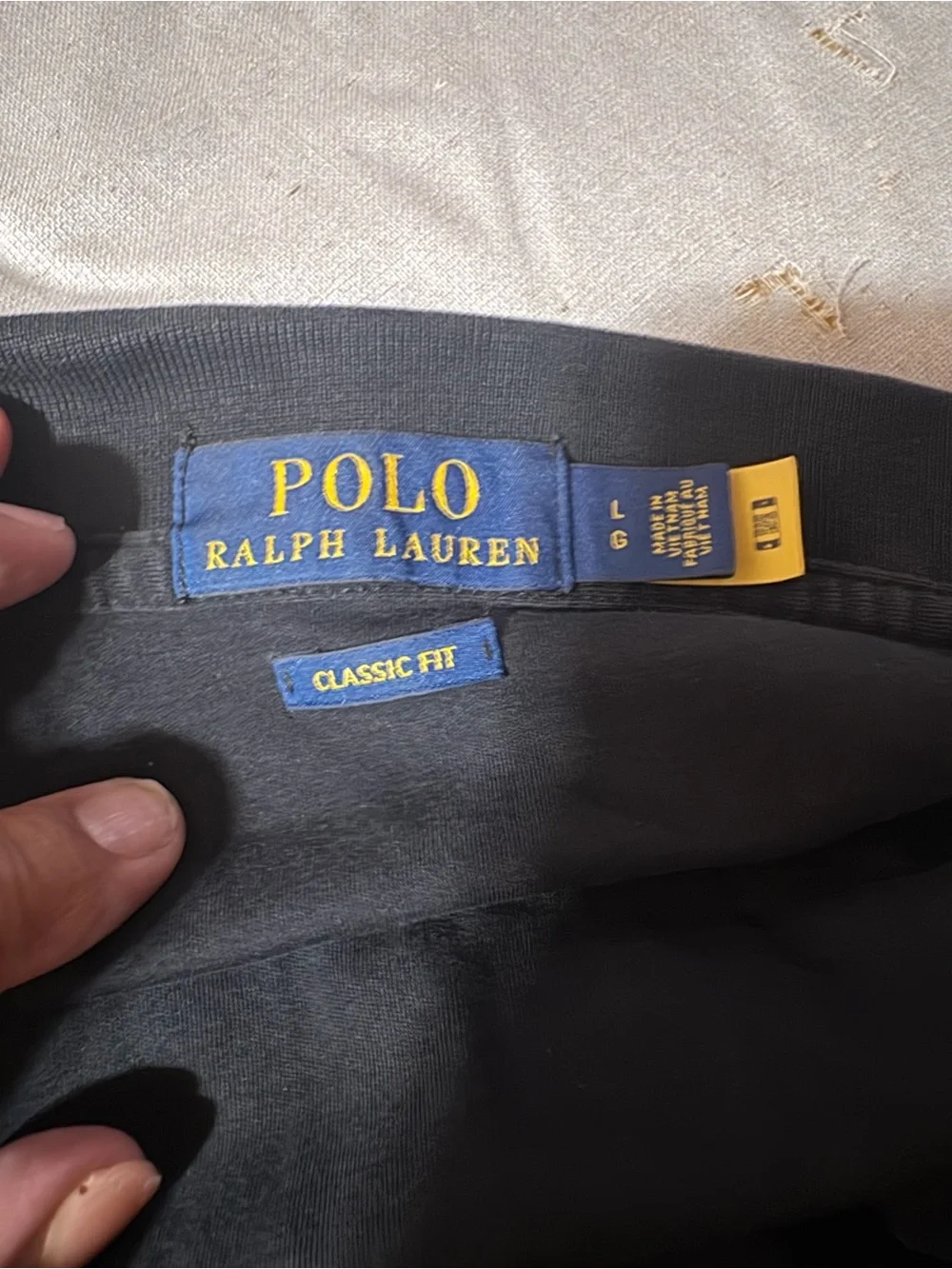 Ralph Lauren Black Polo with Gold Pony Embroidery